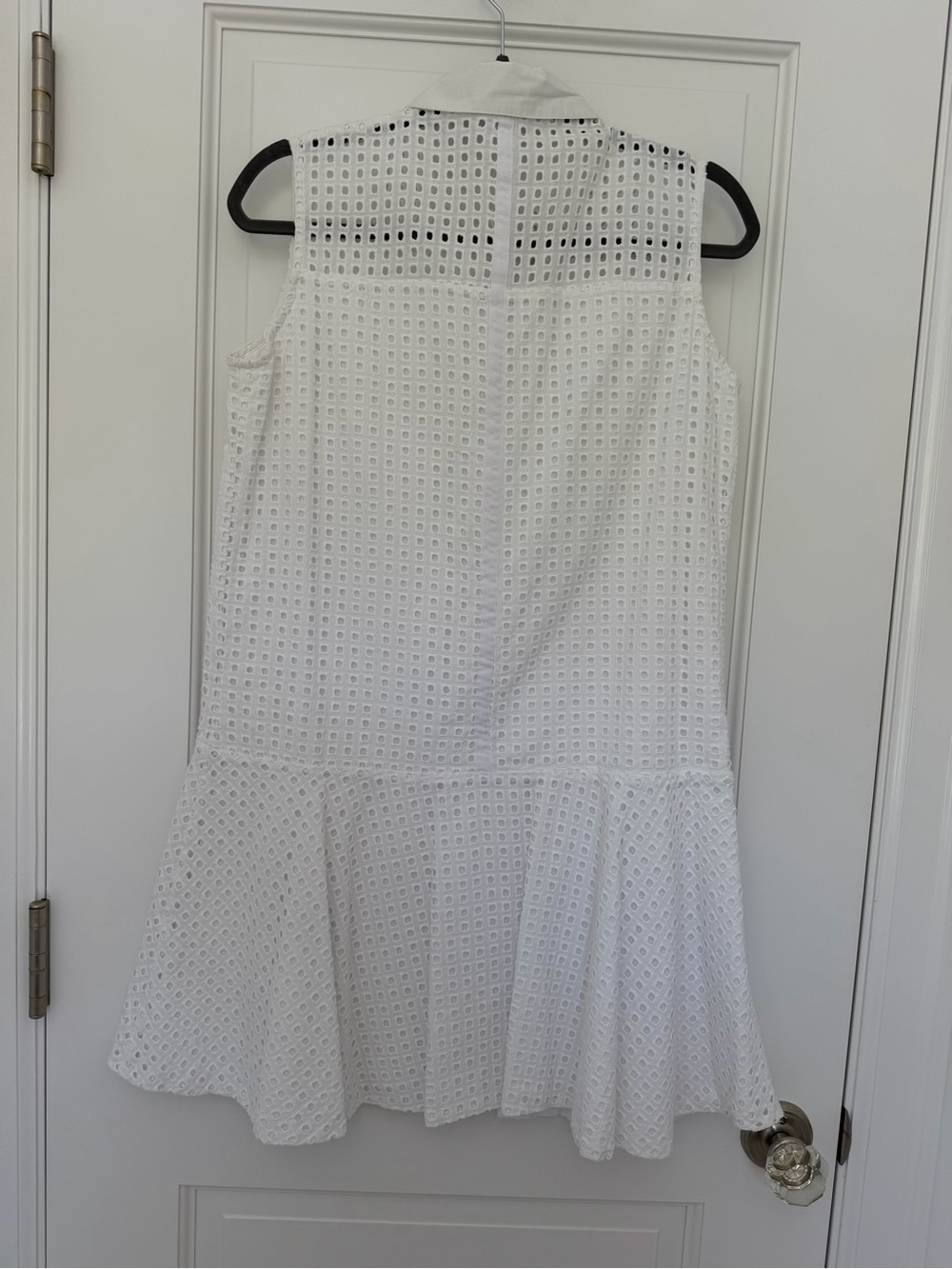 Jonathan Simkahai Sleeveless White Eyelet Drop Waist Shirt Dress - Picture 4 of 6